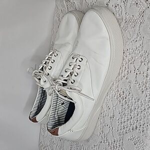 Mens Sperry Halyard CVO plush step white low top lace up sneakers shoes sz 10